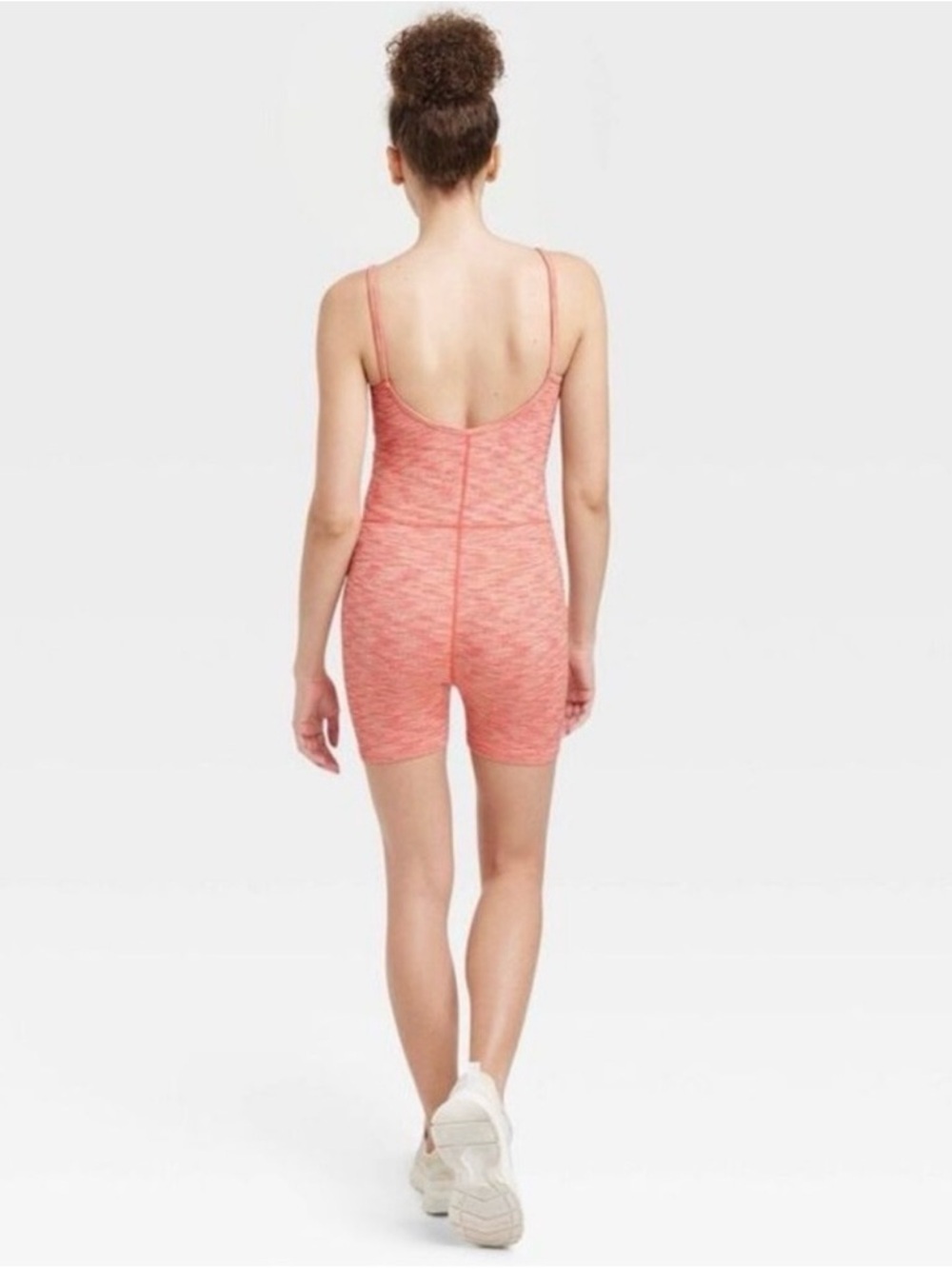JoyLab heathered coral/orange-pink blend Open Back Bodysuit Romper - Picture 16 of 16